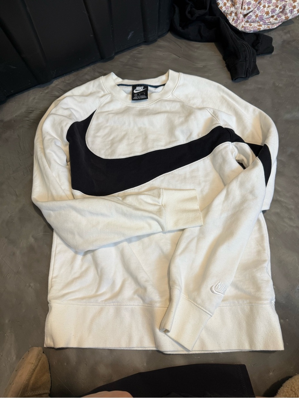 Nike White Crewneck with Oversized Black Swoosh - Picture 2 of 2